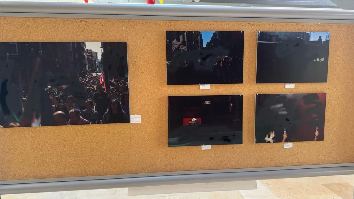 Banderas de Palestina pintadas en la exposición de El Milán