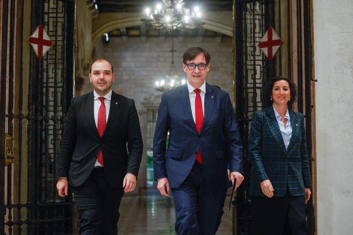 El president Illa con los consellers Dalmau y Romero el pasado viernes.