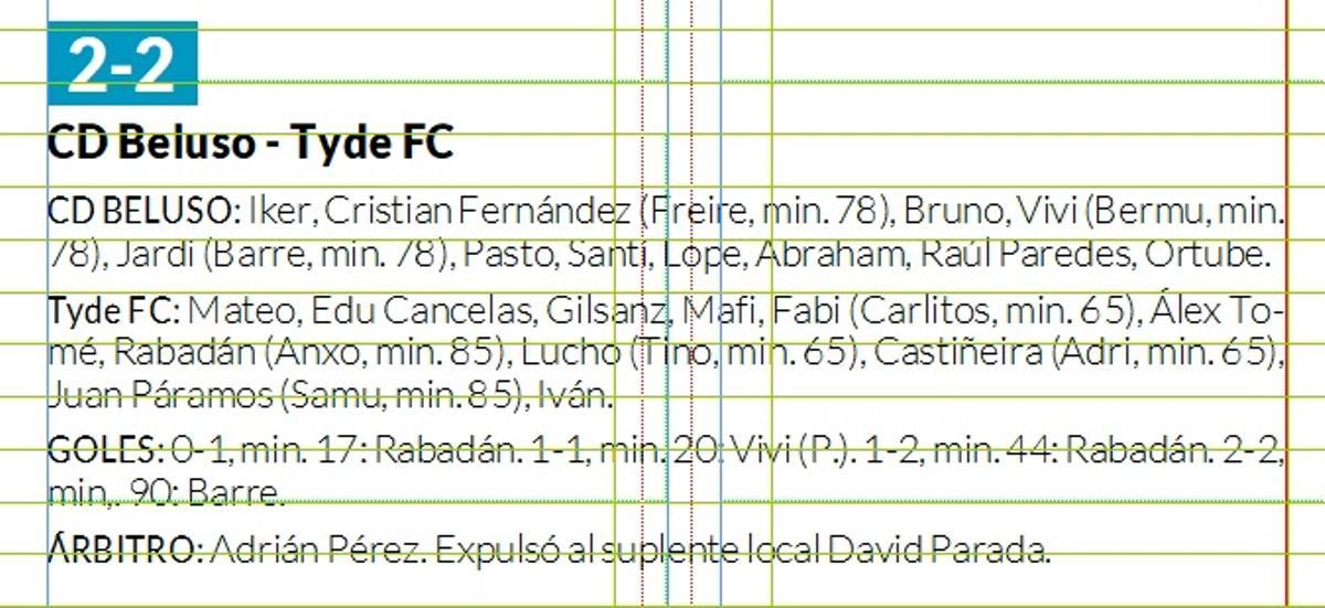 La ficha del partido.