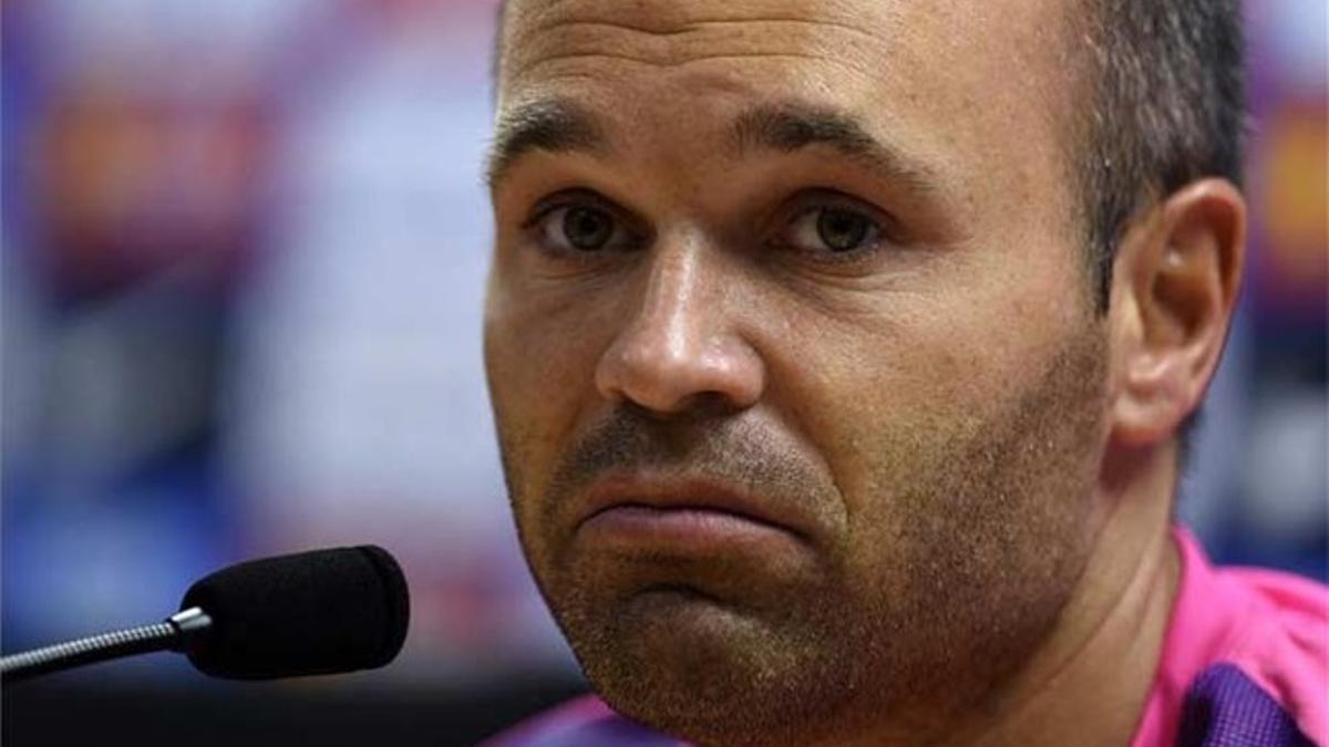 Iniesta, durante la rueda de prensa de este viernes.