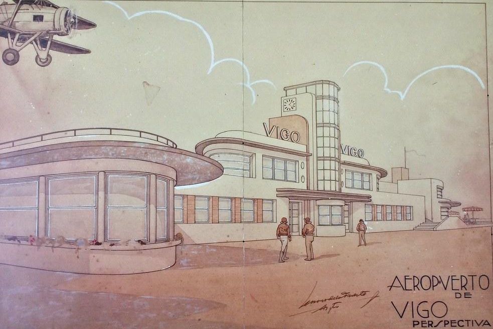 Boceto del proyecto de Jenaro de la Fuente para el aeropuerto de Vigo