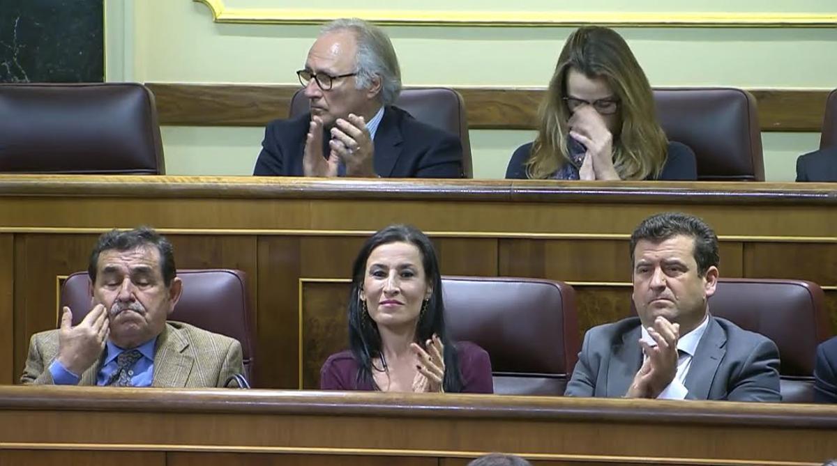 La diputada de Vox por Cáceres Magdalena Nevado durante la comparecencia de Abascal.