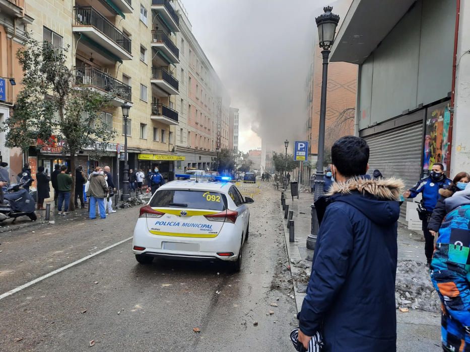 Una gran explosión destruye un edificio de Madrid