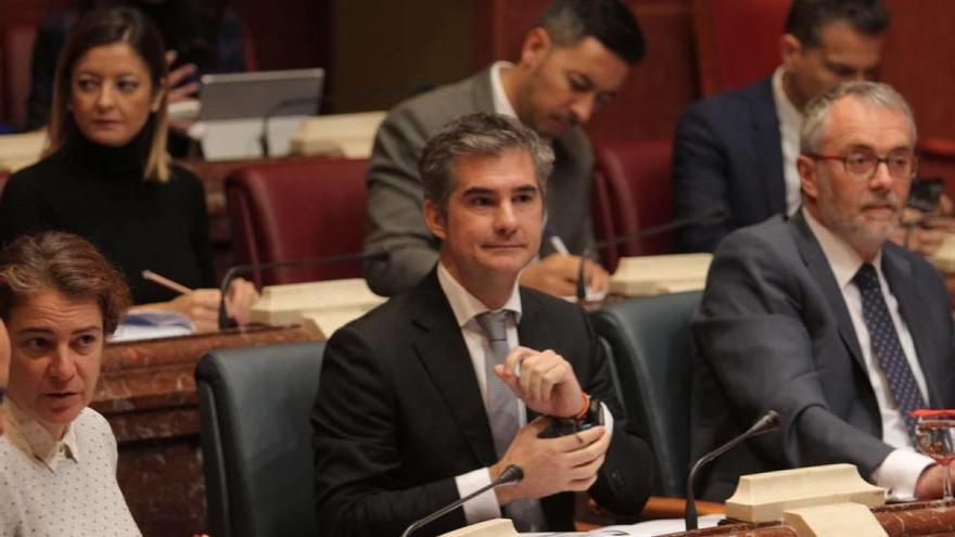 El consejero de Agua, Agricultura, Ganadería y Pesca, Miguel A. del Amor, ayer en la Asamblea.