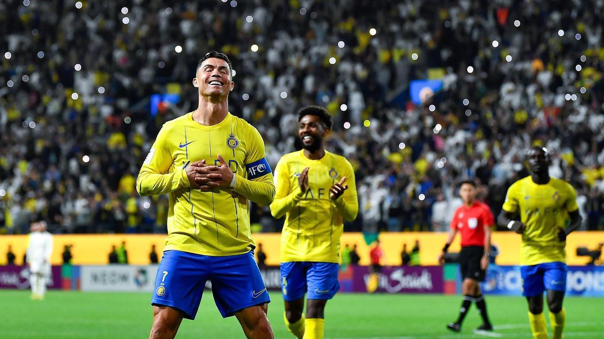 Cristiano Ronaldo, jugador del Al Nassr, celebra un gol.