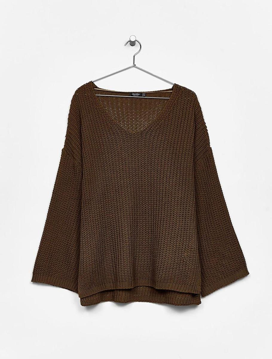 Jersey oversize cuello pico de Bershka