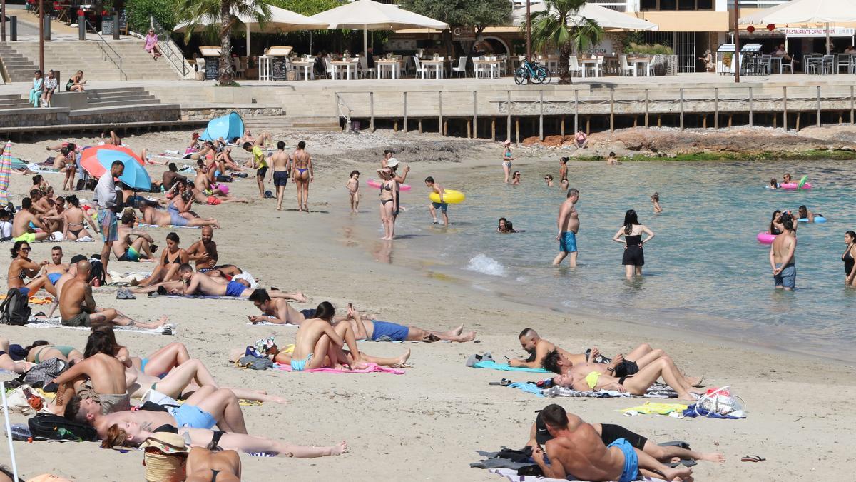 Turistas en ses Figueretes, este año. D.I.