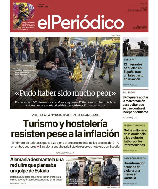 La portada d’EL PERIÓDICO del 8 de desembre del 2022