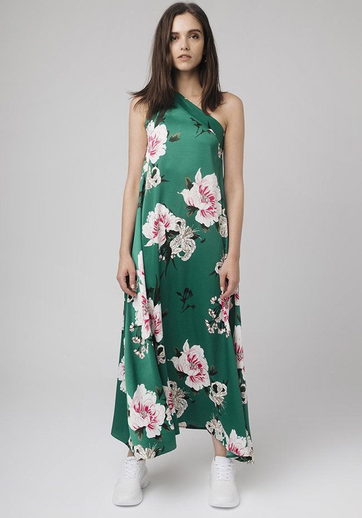 Vestido largo verde con flores de Wild Pony