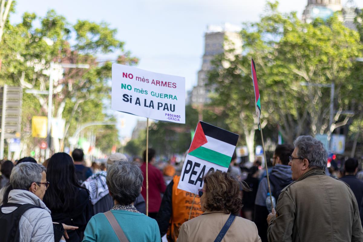 Manifestación en solidaridad con el pueblo palestino en Barcelona