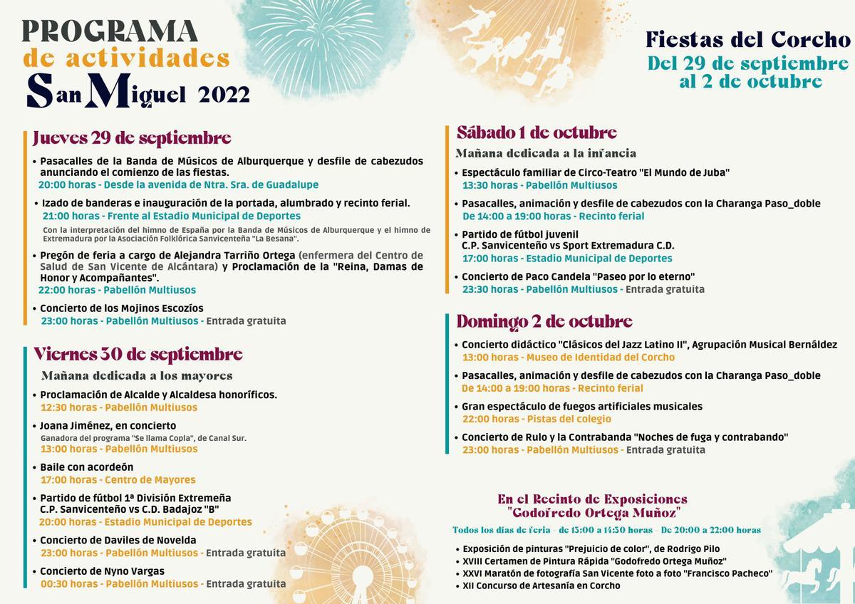 Programa de la Feria San Miguel 2022.