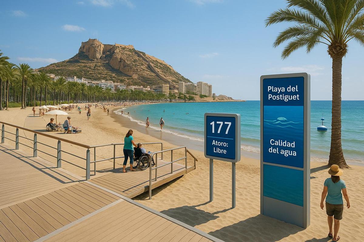 Así ve la IA la playa del Postiguet dentro de 10 años