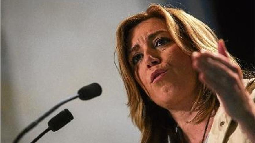 La presidenta de la Junta d&#039;Andalusia, Susana Díaz, durant el seu parlament d&#039;ahir a Vélez-Màlaga.