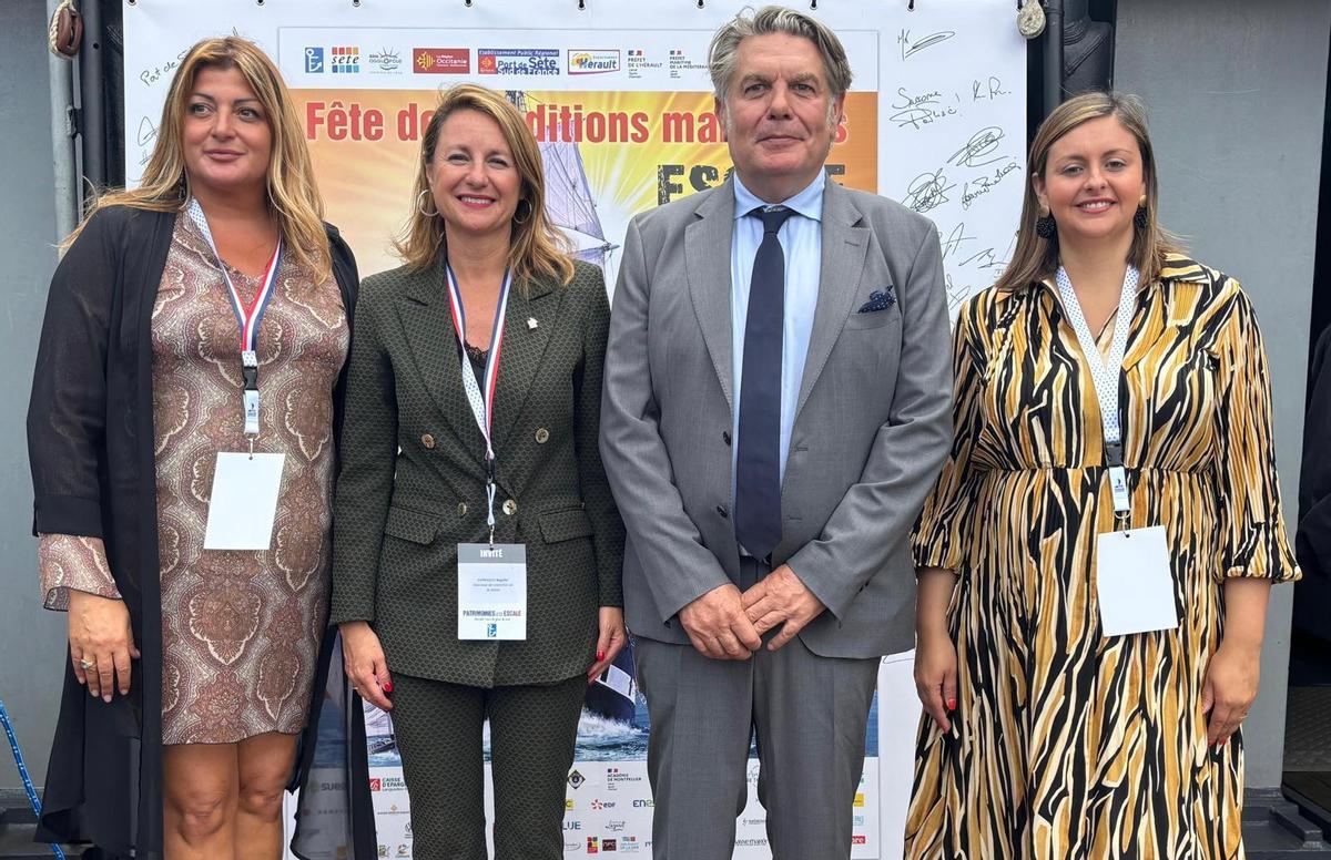 Los representantes de Spezia y Sète con la alcaldesa de Castelló, Begoña Carrasco, y la concejala de Turismo, Arantxa Miralles.