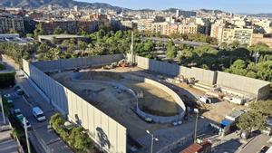 El recinto del parque de joan Miró por donde serán sacadas las tierras que devire la tuneladora.