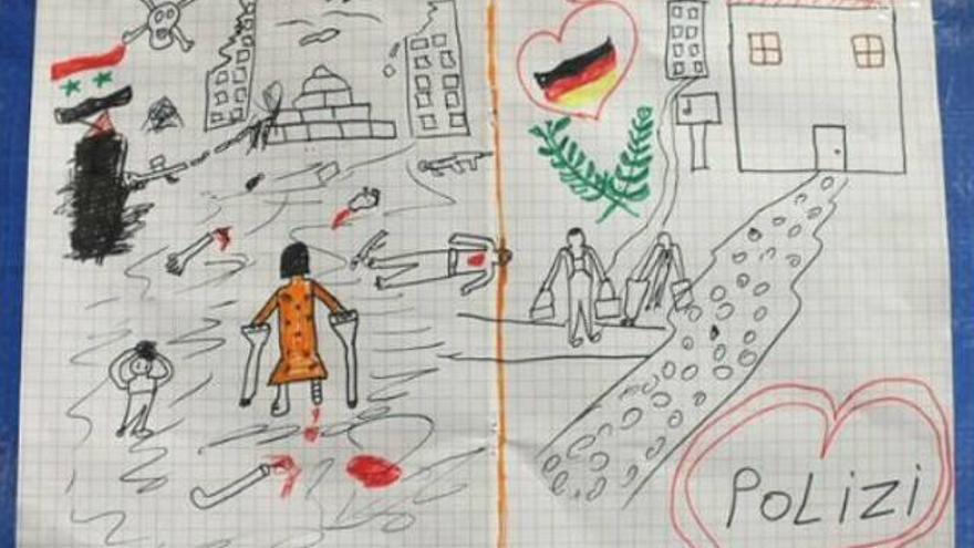 El dibujo de un niño sirio conmueve a la policía alemana