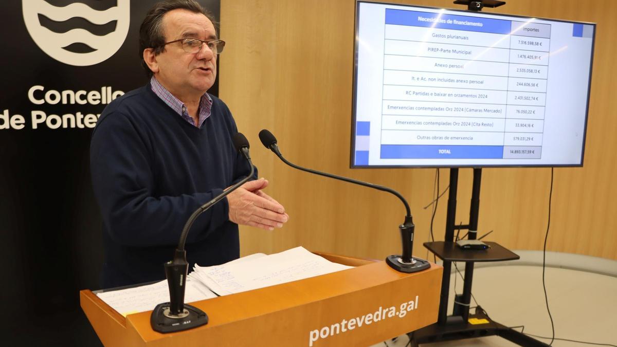 El concejal de Economía e Facenda, Raimundo González, explica el presupuesto municipal.