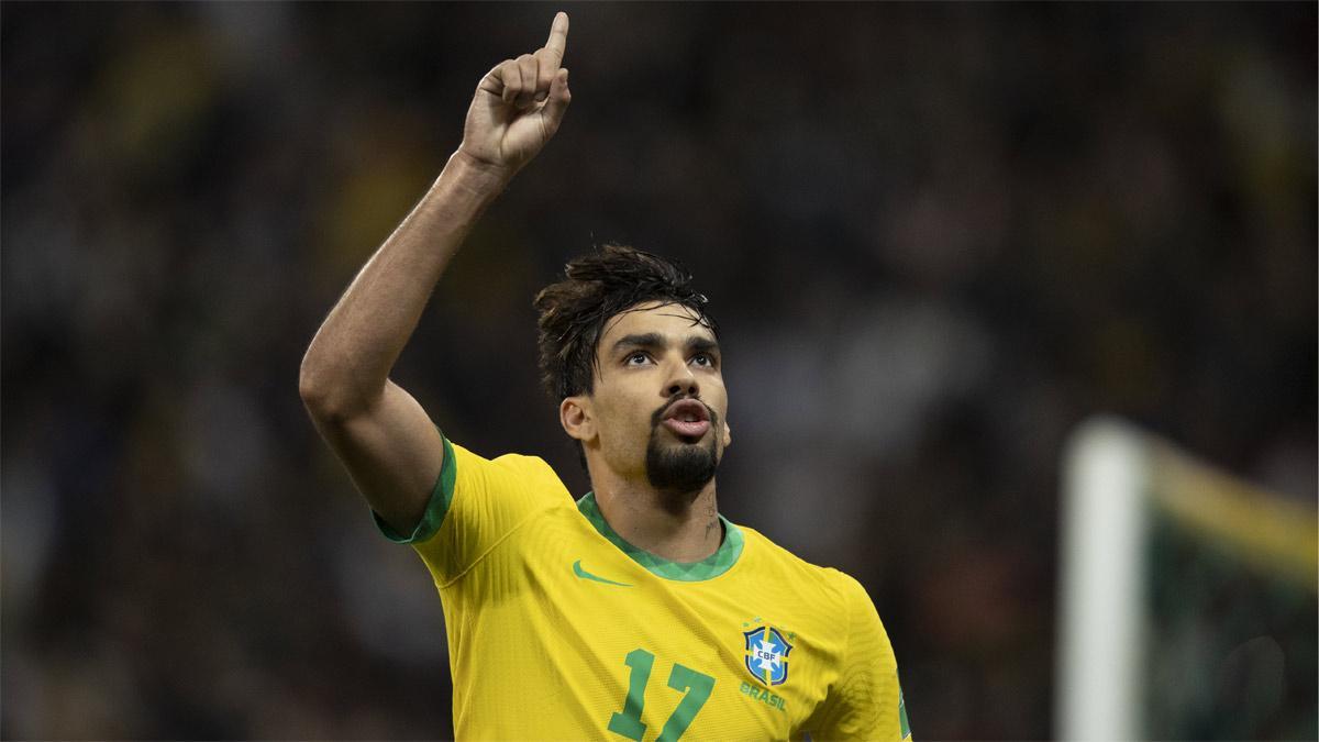 Paquetá celebra el gol que clasificó a Brasil para Catar 2022