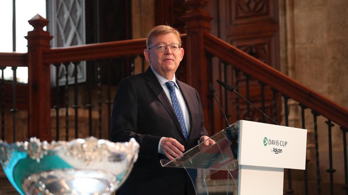 Ximo Puig, en la presentación de la Copa Davis en el Palau de la Generalitat