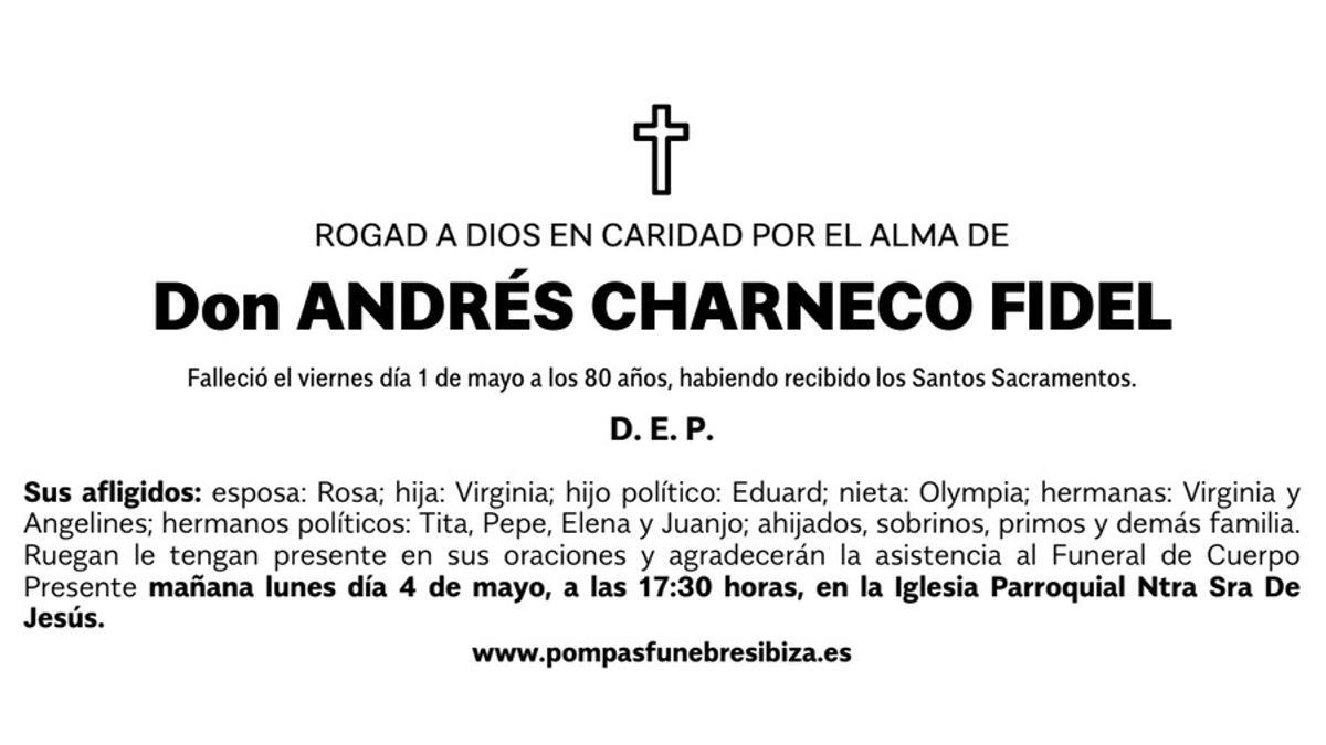 Esquela Andrés Charneco Fidel