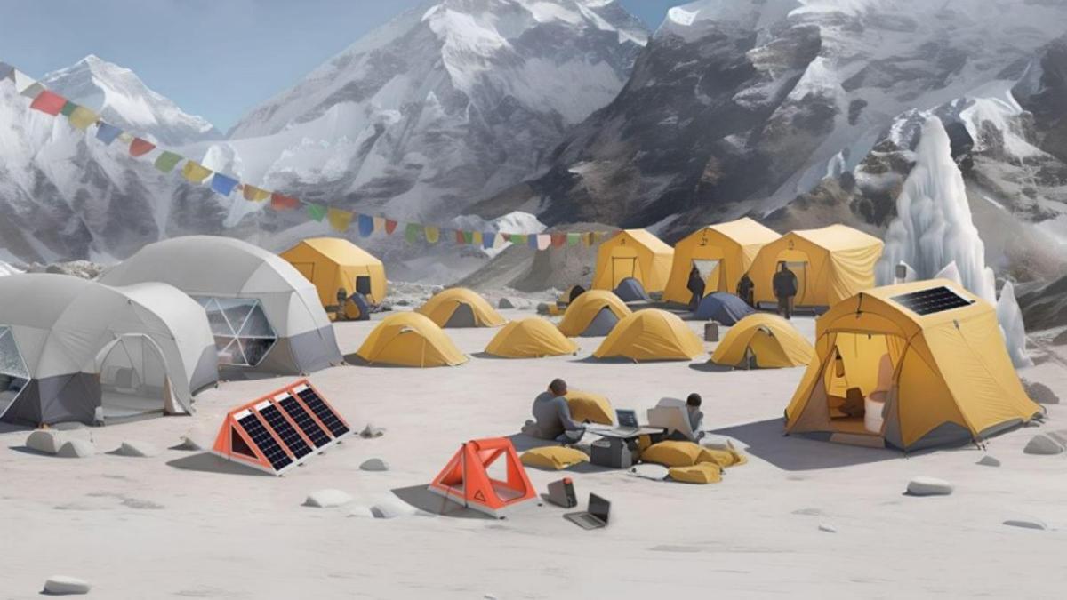 Simulación del campo base sostenible en el Everest