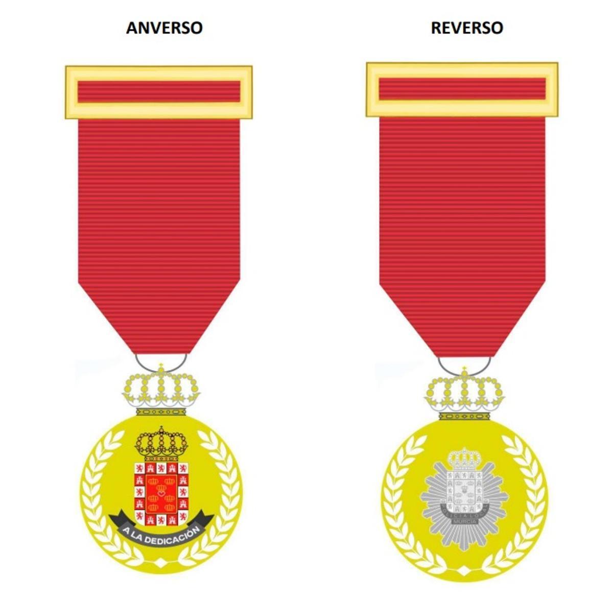 Imagen del diseño de la medalla que se quiere 'conceder' a los policías locales de Murcia.