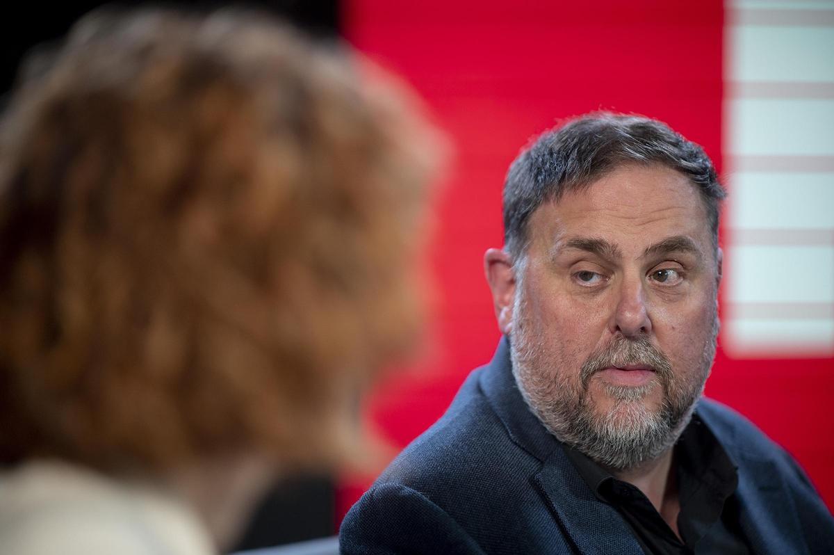 Elisenda Alamany y Oriol Junqueras en la entrevista con EL PERIÓDICO.
