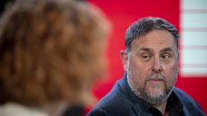 Elisenda Alamany y Oriol Junqueras en la entrevista con EL PERIÓDICO.