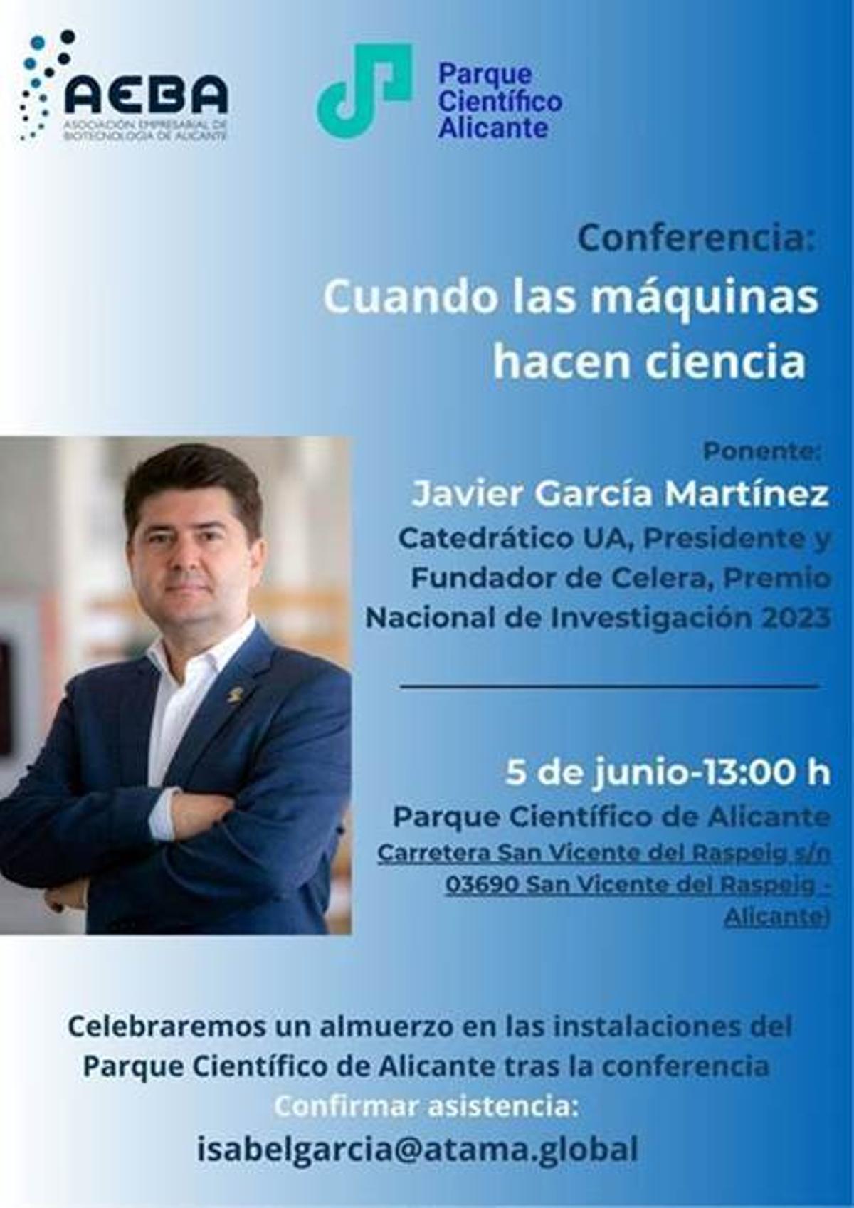 Cartel de la conferencia de Javier García