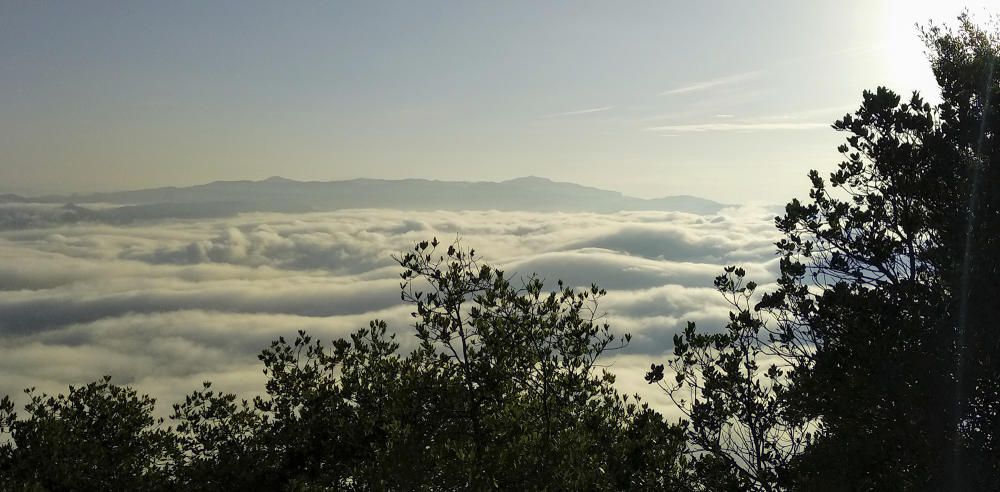 Montserrat. Imatge captada des del massís de Montserrat en la qual es pot veure com una catifa de núvols cobreix tota la vall.