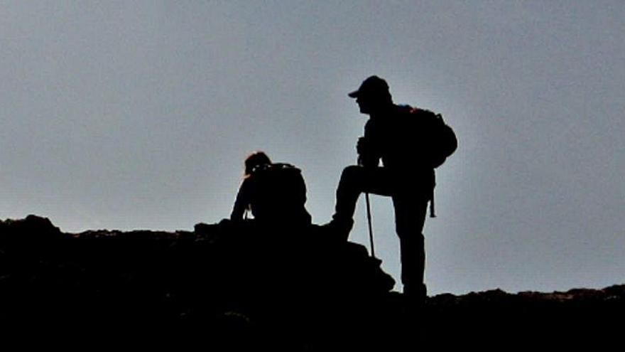 Deportistas en la montaña