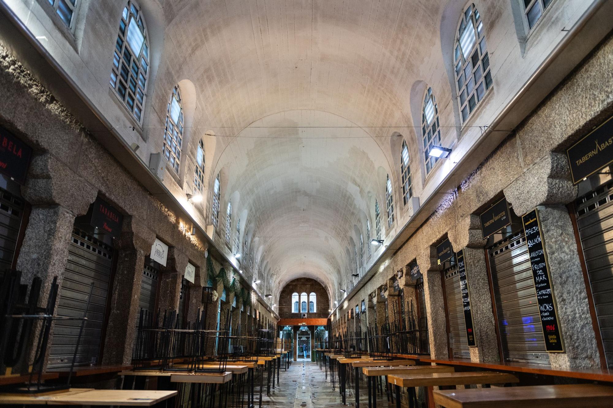 Mercado de Abastos en Santiago de Compostela, A Coruña, Galicia.