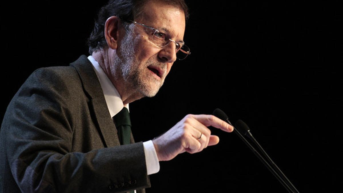 Mariano Rajoy, el viernes por la noche, en un mitin en Lleida.