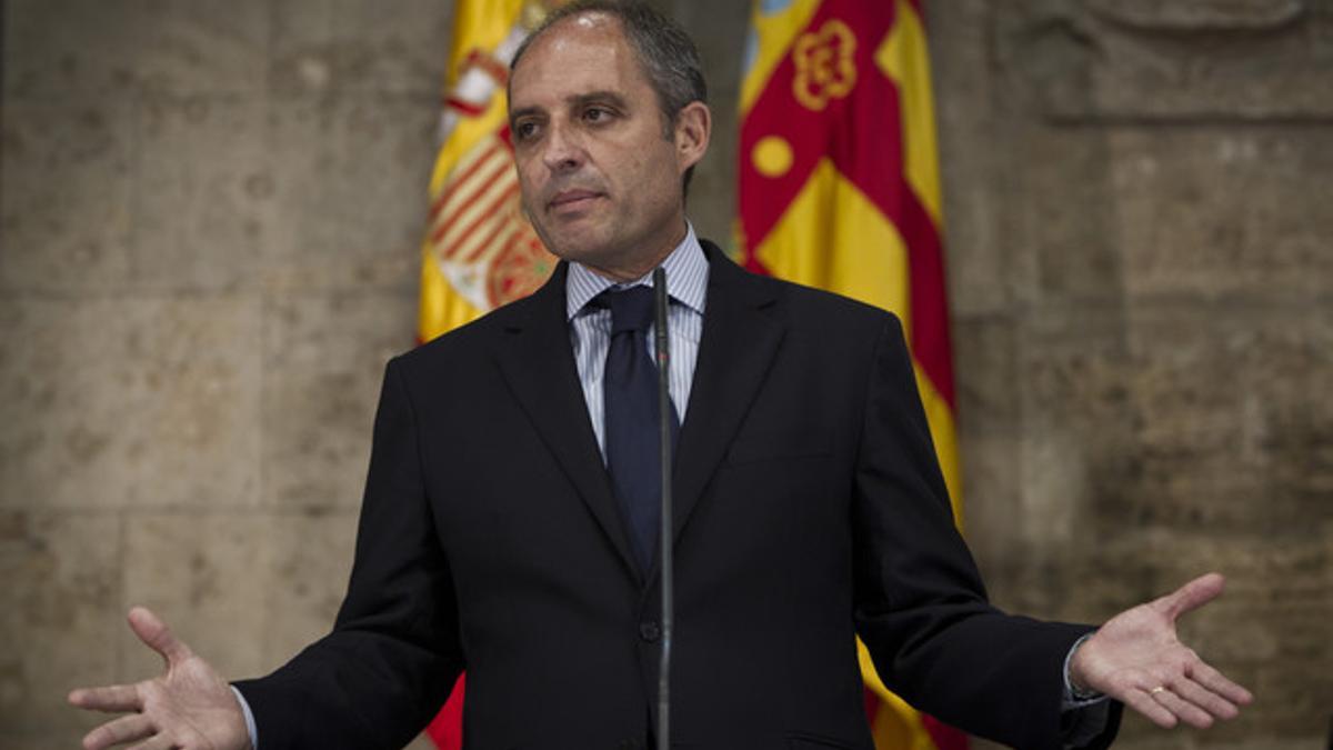 Francisco Camps durante su dimisión como presidente de la Generalitat Valenciana.