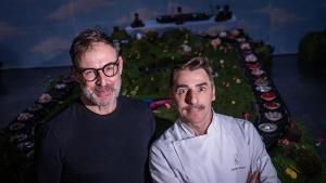 François Jozic y Jordi Roca, en la presentación del cartel del Brunch Elektronik, este martes en Barcelona.