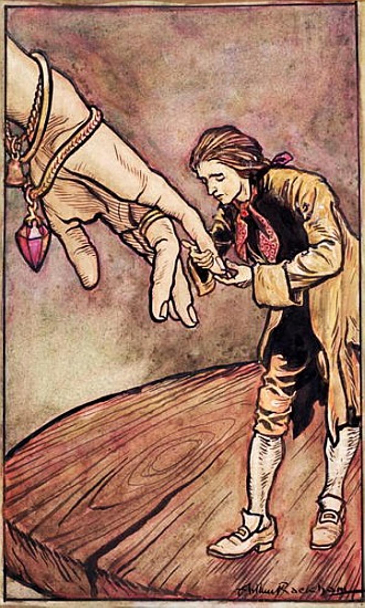 Ilustración de 'Los viajes de Gulliver',por Arthur Rackham.
