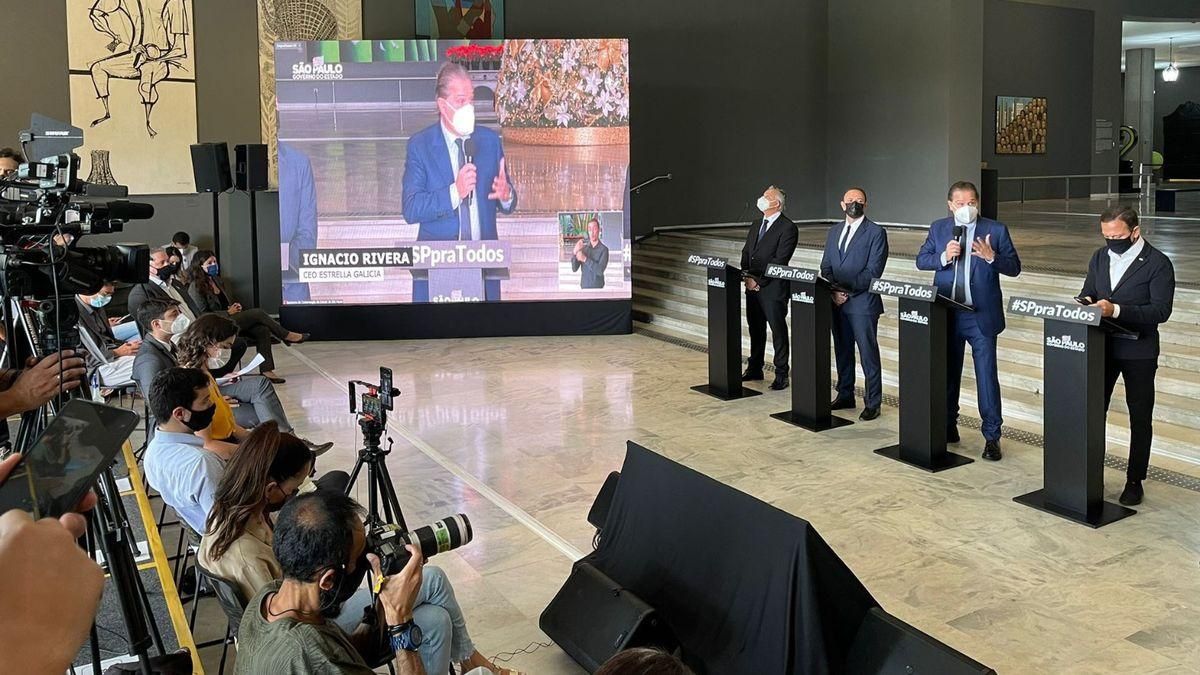 Ignacio Rivera durante la presentación de la nueva fábrica de Estrella Galicia en Sao Paulo