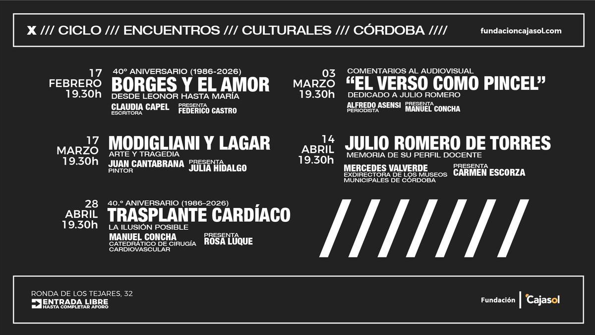 Cartel del ciclo 'Encuentros culturales' de la Fundación Cajasol en Córdoba.