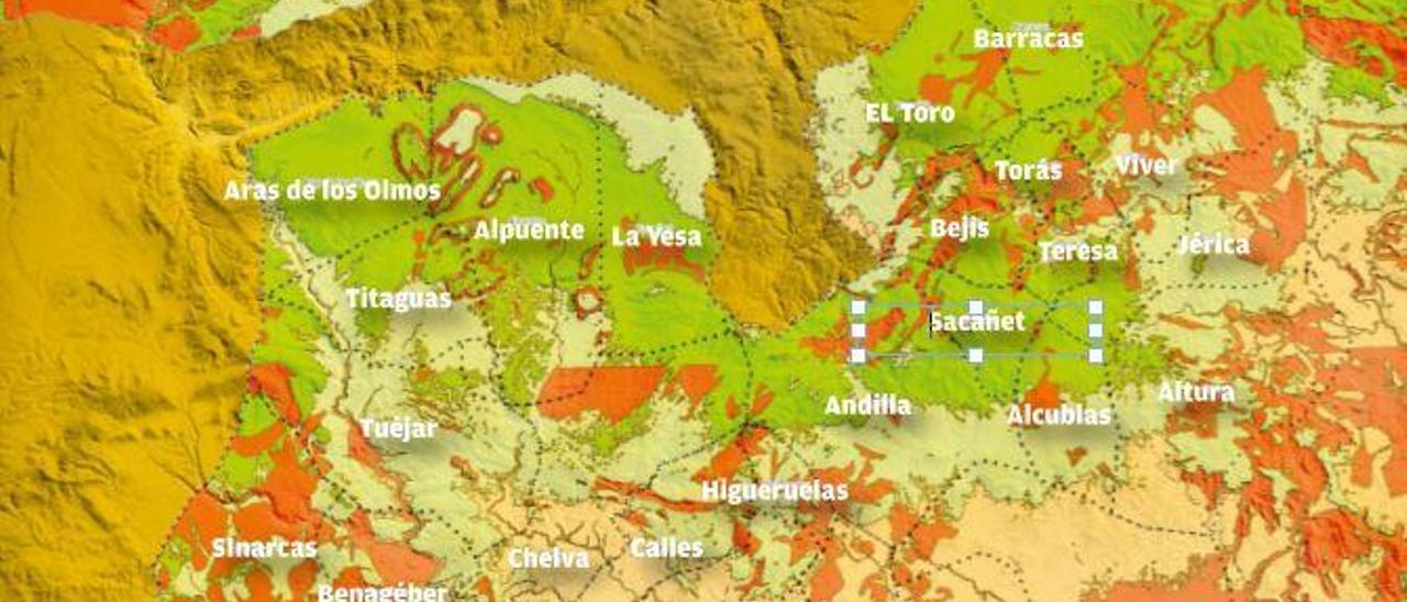 Mapa de potencialidad trufera en el interior de la C. Valenciana