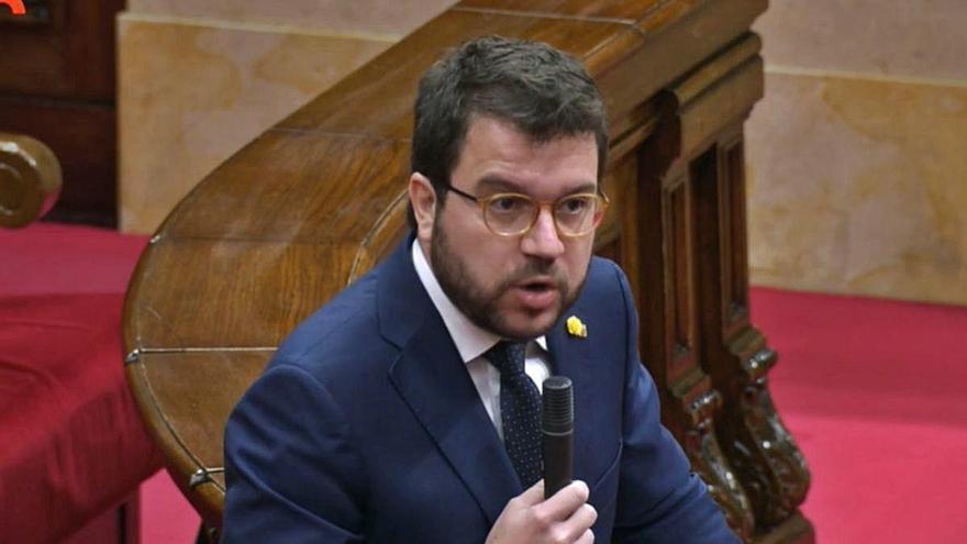 El vicepresident Pere Aragonès en el ple del Parlament d&#039;ahir.