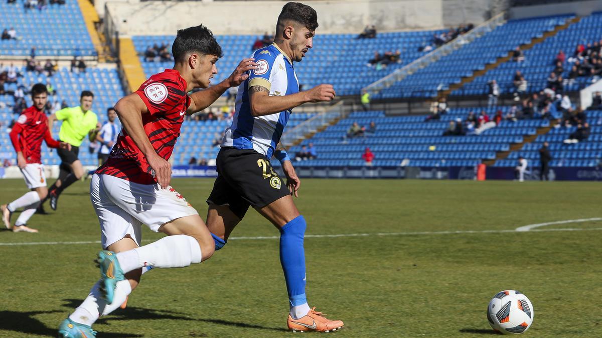 Cedrés durante el encuentro del pasado domingo ante el Mallorca B.