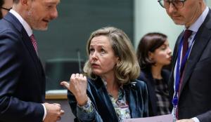 Nadia Claviño, en Bruselas durante una reunión de los ministros de Economía de la UE.