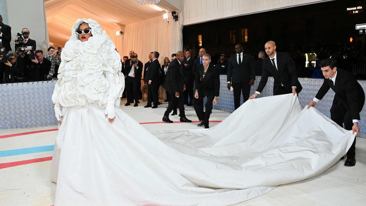 Rihanna, a su llegada a la Gala Met 2023, en Nueva York.