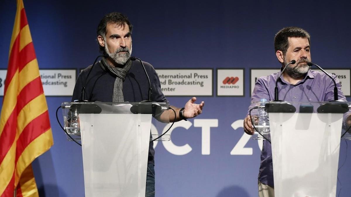 Cuixart y Sànchez, durante la rueda de prensa celebrada en el IPBC.