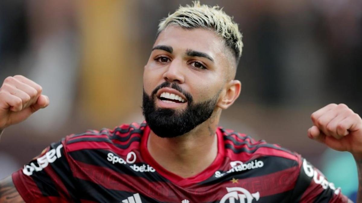 Gabriel Barbosa 'Gabigol' celebra su segundo tanto ante River Plate, en Lima.