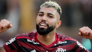 Gabriel Barbosa ’Gabigol’ celebra su segundo tanto ante River Plate, en Lima.