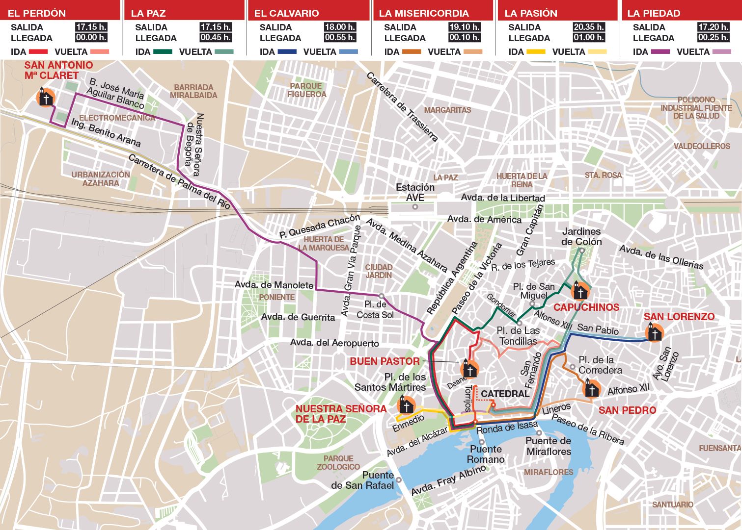 Mapa itinerario del Miércoles Santo