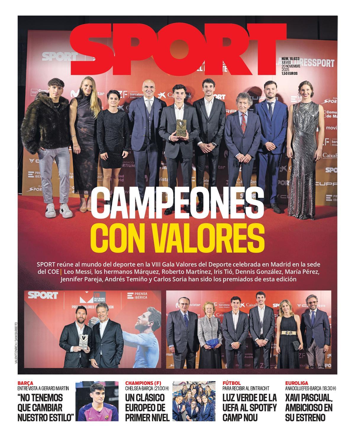 Esta es la portada de SPORT de hoy jueves, 20 de noviembre de 2025