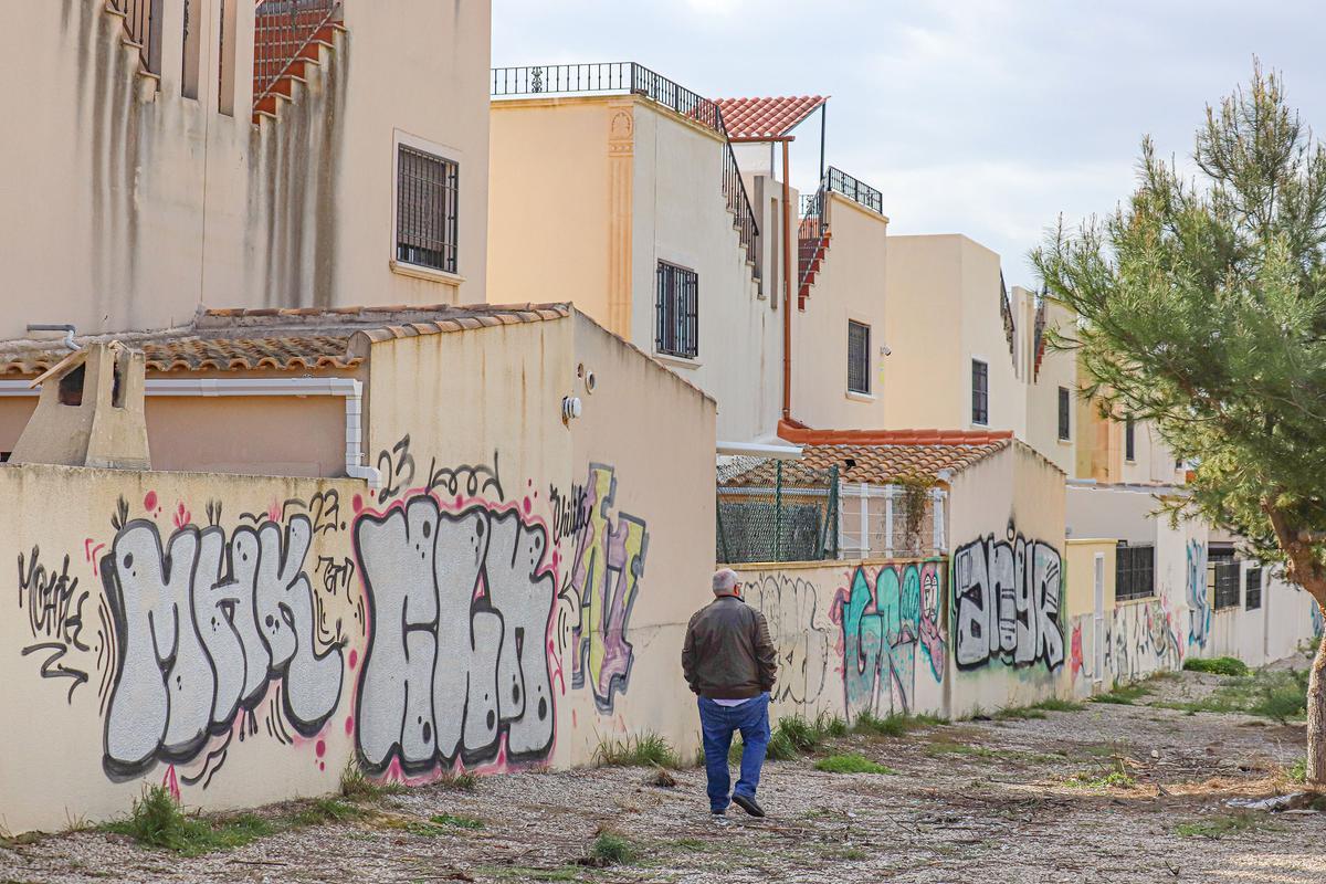 Pintadas en las traseras de las viviendas del parque del sector 25 en Torrevieja