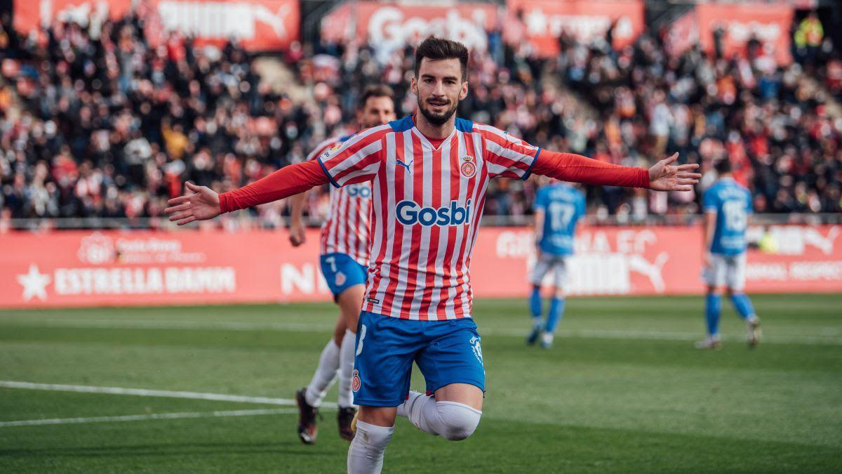 El Girona celebra un dels gols davant del Fuenlabrada